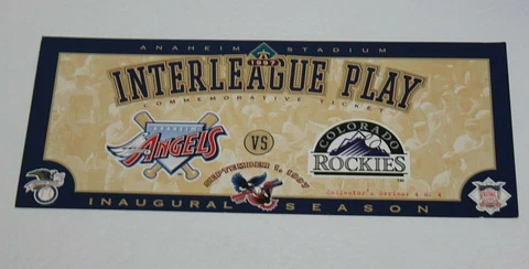 1997 Anaheim Angels vs Rockies 1st Interleague Game Commemorative Ticket Cover