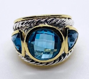David Yurman Renacimiento Piedra Azul Plata de Ley 925 18k Talla 5.75 (LEER) - Imagen 1 de 12