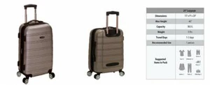 Rockland Luggage Melbourne 20 Inch Expandable Abs Carry On Luggage, Silver  - Picture 1 of 5