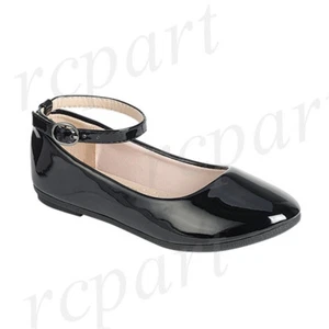 New girl's kids back zipper black synthetic patent flower girl dress shoes - Picture 1 of 1