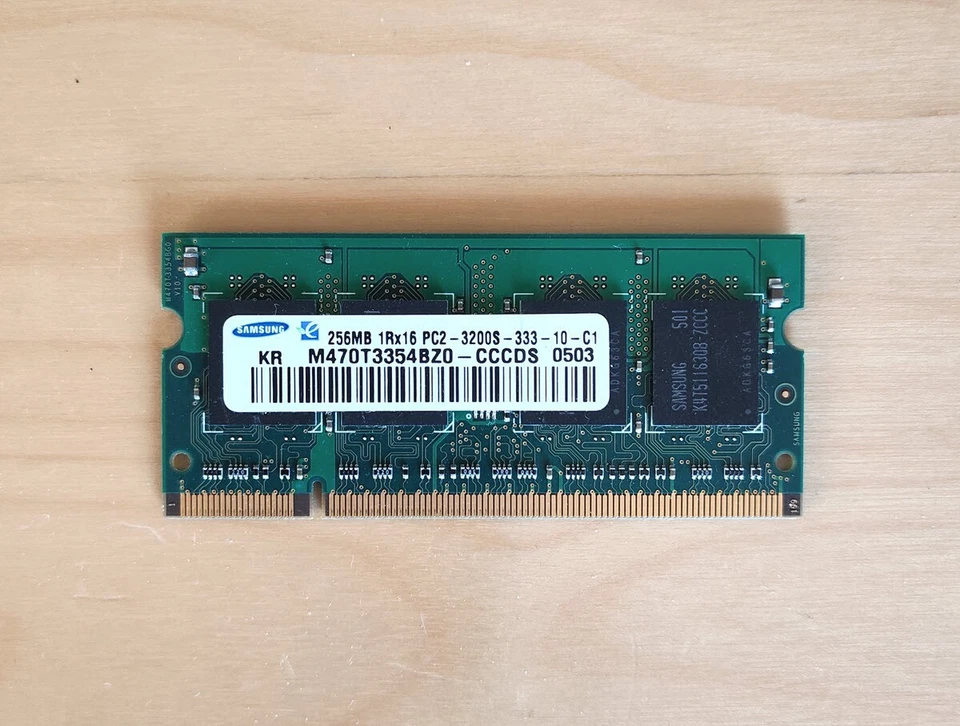SAMSUNG 256MB PC-3200S DDR2-400 SO-DIMM NON-ECC CL3 M470T3354BZ0-CCCDS - Image 1 of 1