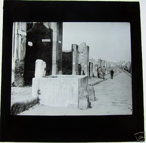 Linterna mágica de vidrio diapositiva SIN TÍTULO CALLE POMPEYA C1910 ITALIA ROMANA - Imagen 1 de 1