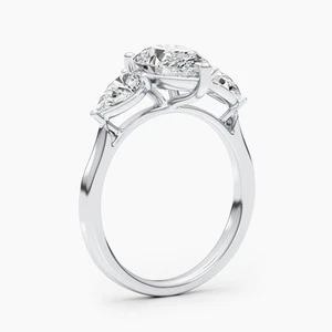 Diamond Ring VS1 F IGI Certified Pear 2.59 CT 3 Stone lab created 14K White Gold - Picture 1 of 13