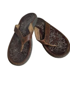 Olukai Leder Sandalen Paniolo Damengröße 7 natürliche Flip-Flop braun Leder - Bild 1 von 9