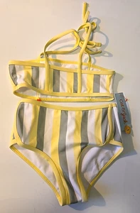 GIRLS CAT & JACK GREEN CHECKERED TWO PIECE SWIMSUIT SIZE XS (4/5) - Picture 1 of 5