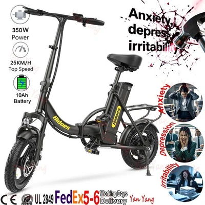 Electric Bike 36V 10Ah Battery 15 MPH Speed 14in Folding E-City Bike, 25KM Range - Image 1 of 4