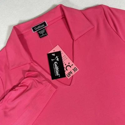 Camisa polo feminina Golftini manga longa rosa quente Lisa golfe nova com etiquetas grande UPF 30 - Imagem 1 de 4