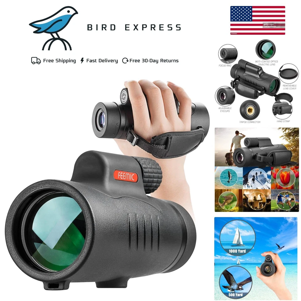 Monocular Telescope High Power 8x42 Monoculars Scope Compact Dark Black