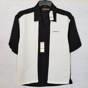 NWT CUBAVERA Men's Knit Colorblock Button Up S/S Camp Shirt Black White Size S - Picture 1 of 6