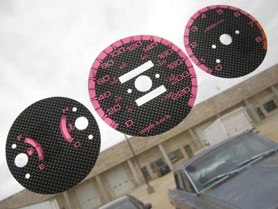 KM/H Metric For 96-00 Honda Civic MT Carbon Fiber White Face Glow Through Gauges - Image 1 of 4