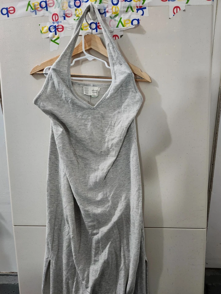 Vestido Saturday Sunday para mujer S gris halter maxi rizo mezcla de algodón aberturas elásticas Foto 1 de 4