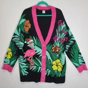 Holiday Time Damen 1X Urlaub festlich Flamingo Party weiche Strickjacke hässlicher Pullover - Bild 1 von 18