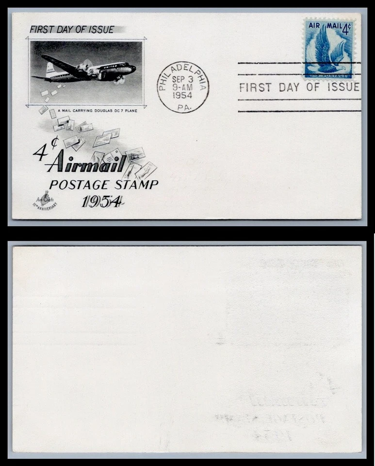US FDC # C48 4c Eagle in Flight  ArtCraft  S.Cancel 1954, 9Q1542 - Image 1 of 1