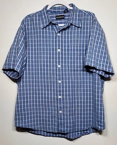Camisa de hombre masiva grande de manga corta azul a cuadros con botones - Imagen 1 de 11