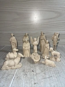 Weihnachtskrippe 12-teiliges Figurenset Elfenbein Heilige Familie Weise Hirte Mexiko - Bild 1 von 12