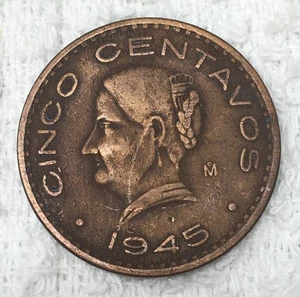1945 Mo Mexiko 5 Centavos Münze Mexikanische Bronze Josefa Ortiz de Domínguez - Bild 1 von 2