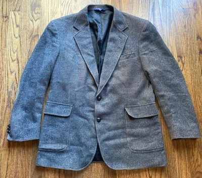 Pendleton Blazer Mens Size 42L Gray Wool Tweed Elbow Patches Academia VTG - Image 1 of 4
