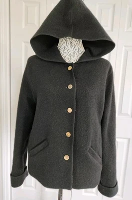 Jaqueta estilo casaco J.G.Hook tamanho M lã preta 🖤 capuz botões preppy elegante  - Imagem 1 de 4