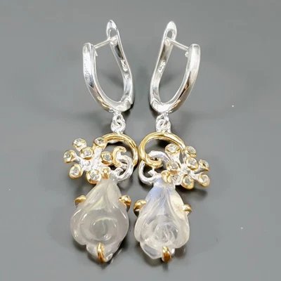Gemstone Natural Labradorite Earrings 925 Sterling Silver /E127520 - Image 1 of 4