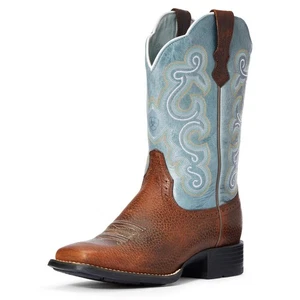 Ariat Damen Damen Quickdraw Westernstiefel, braun geölt Rowdy/Saphirblau, 6 - Bild 1 von 5