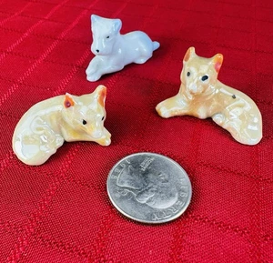 Vintage Japan Mini Keramik Hunde Lot 3 handbemalte Figuren Terrier Kawaii - Bild 1 von 6