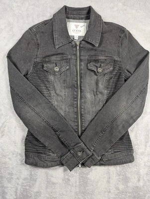 Chaqueta vaquera Guess para mujer talla S gris carbón grunge motociclista desgastada Foto 1 de 4