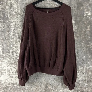 Free People Size M Outdoor Textured Casual Sweater Purple Found My Friend - Picture 1 of 7