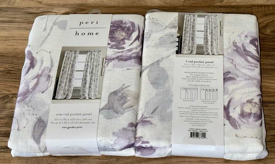2 Paneles Cortina Ventana Bolsillo Varilla Amatista Jardín Peri Rose 50X95" Shabby Chic Foto 1 de 2