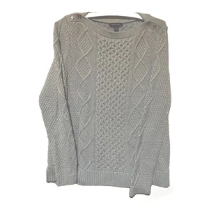 Lands' End Women's Size Medium P Sweater Blue W/Silver Thread Cable Knit - Picture 1 of 5