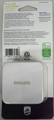 Cargador de Pared USB Philips 32W, Incluye 2 Puertos USB-A 12W y 1 Puerto USB-C 20W Foto 1 de 2