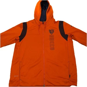 Chicago Bears Jacket Men 3XL Orange Nike Dri-fit Zip Hoodie Football On Field - Picture 1 of 12