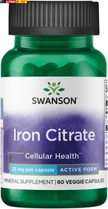 Iron Citrate 25 Milligrams 60 Veg Capsules - Picture 1 of 2