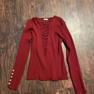 Immodel Shirt Blouse Red Maroon Long sleeve Size large - Picture 1 of 4