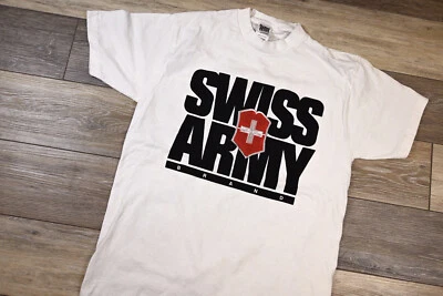 Camisa vintage con logotipo de marca del ejército suizo de una sola puntada mediana/grande Foto 1 de 4