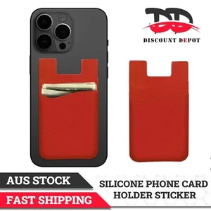 Double Layers Silicone Mobile Phone Back Card Holder Wallet 3M Stick On Adhesive - Picture 1 of 21