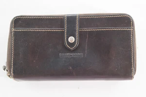Dooney & Bourke Geldbörse braun Leder großer umlaufender Reißverschluss Vintage - Bild 1 von 5