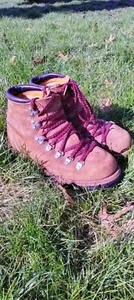 Vintage Herman Suede Mountaineering Boots 8 l USA Made Rough Out - Picture 1 of 5