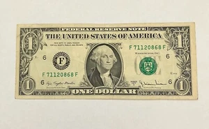 1977 A $1 Dollar Federal Reserve Note Offset Error - Picture 1 of 2