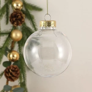 10X Clear Christmas Balls Baubles Fillable Xmas Tree Hanging Ball Decor Ornament - Picture 1 of 14