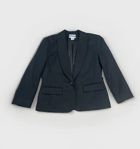 Vintage Pendleton One Button Virgin Wool Black Blazer Sz 6P Shoulder Pads Jacket - Picture 1 of 7