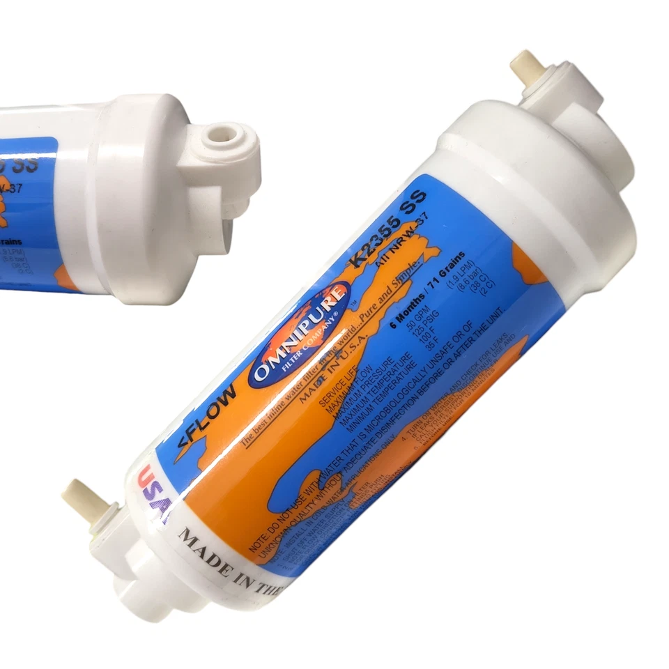 Omnipure K2355-SS Inline DI Resin 6x2 DI Mixbed Filter Elbow 1/4" Quick Connect - Image 1 of 1