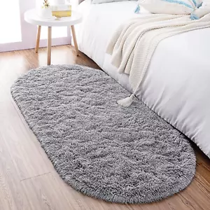 Ultra Soft Fluffy Bedroom Rugs Kids Room Carpet Modern Shaggy Area Rug Oval Rug - Picture 1 of 12