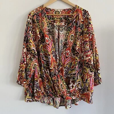 Christian Siriano Avant Garde 3X Blouse Colorful Bishop Sleeve Lagenlook Boho - Image 1 of 4