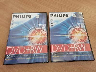 2x Philips DVD+RW 4x Speed 4.7 Gb 120 Min Disc in Case (Sealed) - Image 1 of 3