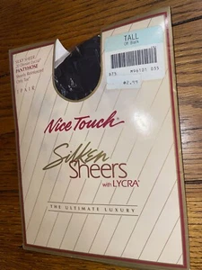 Sears Nice Touch Silken Sheers 20 Denier Lycra Pantyhose Tall Off Black Vintage - Picture 1 of 10