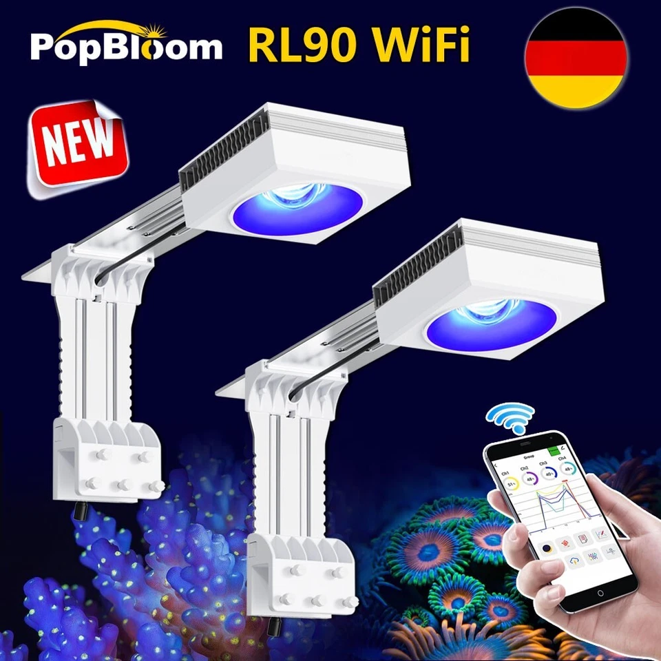 PopBloom RL90 WiFi luz acuario marino coral lampara led marino reef SPS LPS - Imagen 1 de 4