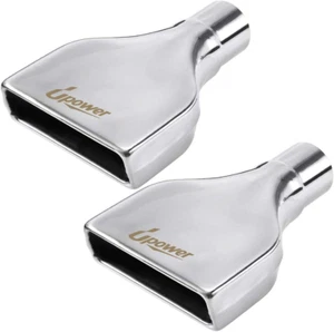 2er Pack Auspuff Spitze 2,25" Einlass 2" x 6" Auslass 10" lang gerollt rechteckig Fleck - Bild 1 von 12