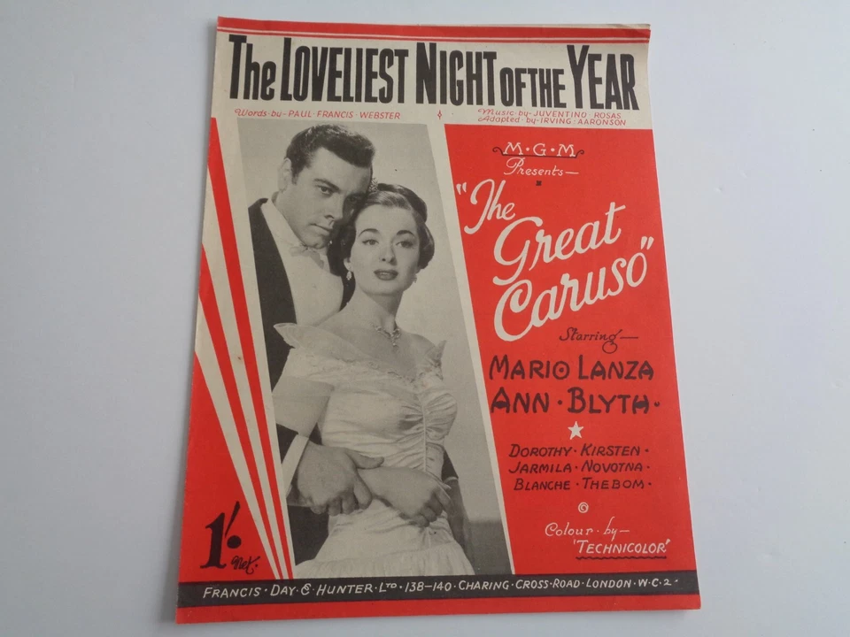 SHEET MUSIC - THE LOVELIEST NIGHT OF THE YEAR - FROM "THE GREAT CARUSO" - 1951 - Image 1 of 1