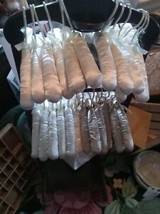 Lot Of 24 Satin Padded Clothing Lingerie Hangers Ivory/Off White 15" White Tan