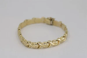 Vintage 14k Yellow Gold Fish Shaped Chain Bracelet 7" - Picture 1 of 4